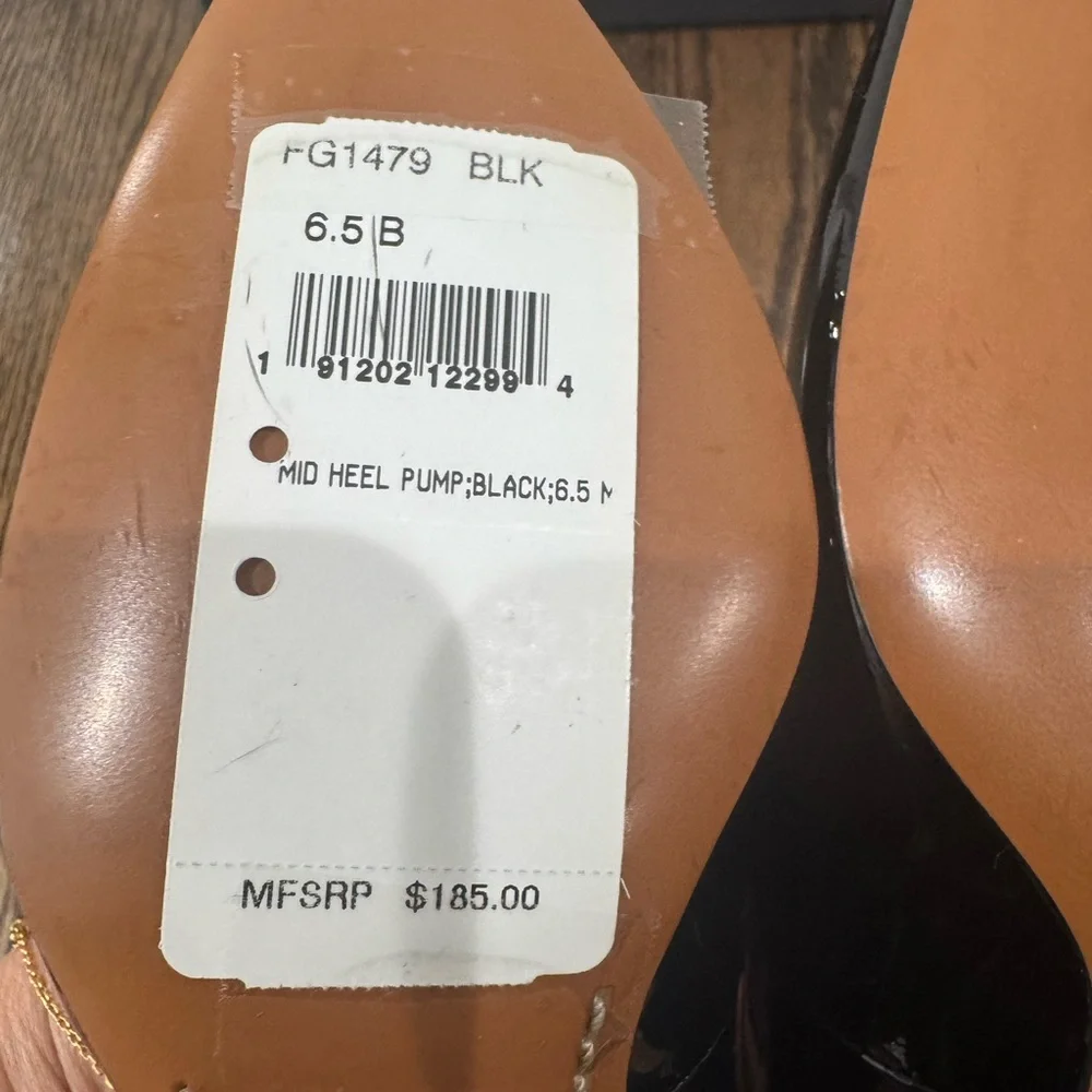Coach Black Patent Leather Mid Heels Pump Shoes FG1479 size 6.5B